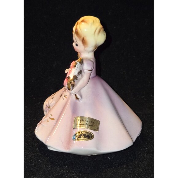 Josef Originals February Birthstone Girl Figurine Lavender Dress Porcelain 4" Co - Picture 2 of 6